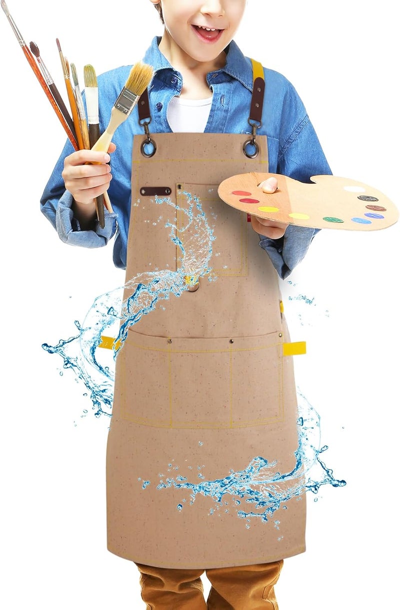Stenffy Store Kids Art Aprons for Painting, Gardening, Cooking, Multiple Pockets, Kids Smock for Boys & Girls, Waterproof (Age6-12) - Image 1
